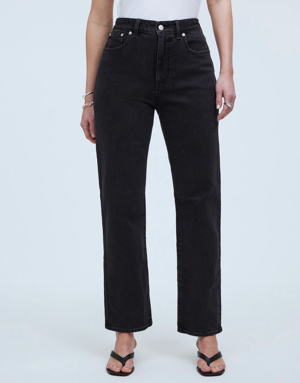 Madewell Womens Jeans 32 Curvy 90s Straight Black High Rise Belmere Wash NM273